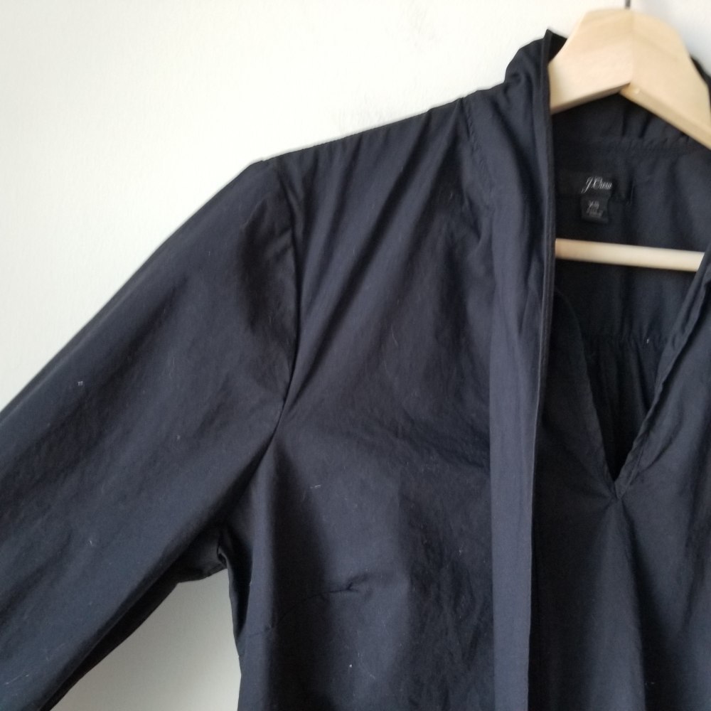 J Crew Cotton Tie Neck Top Long Sleeve Blouse XS - Picture 2 of 8